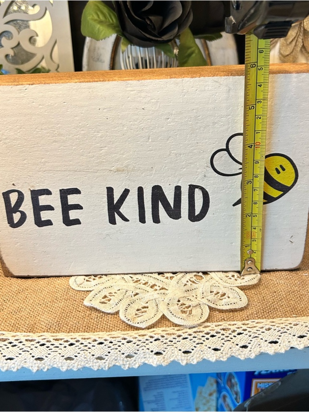 Rustic Bee Kind Wooden Block Sign - Farmhouse Tiered Tray Decor - Bumblebee Art - Picture 11 of 14